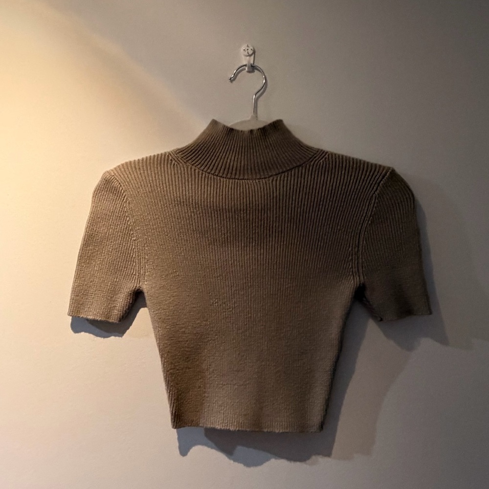 Zara Brown Ribbed Crop Top